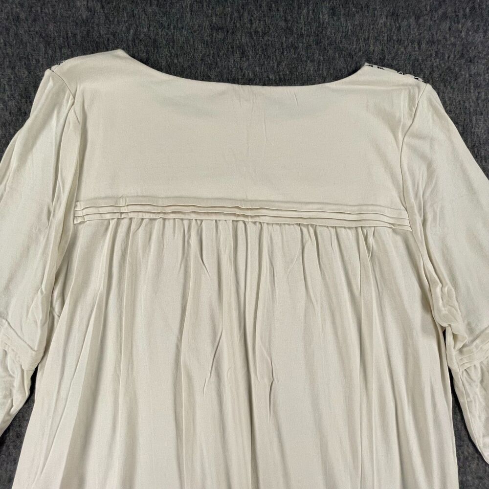 J Jill Size XL Cream Black Embroidered Cotton Knit Tunic Top Boho Minimalist - Picture 10 of 11